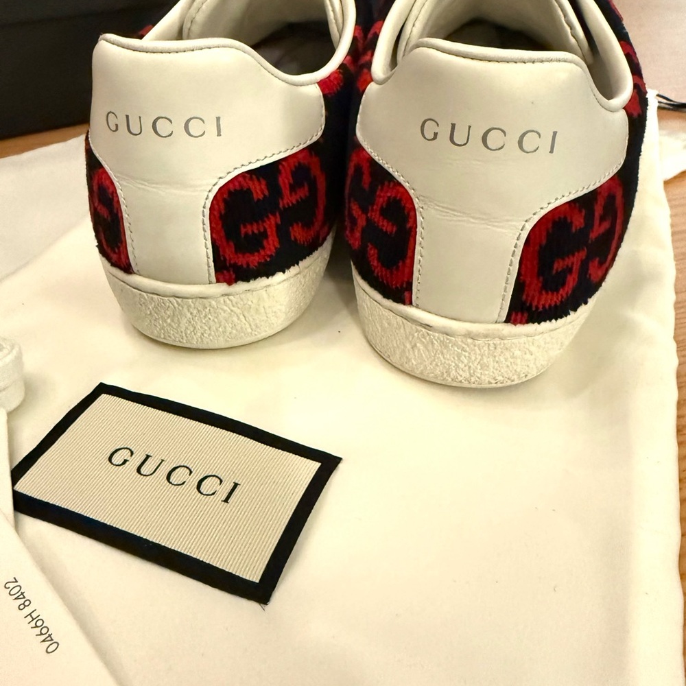 Gucci ace GG terry cloth navy/red size 37 (7-7.5 US) Sneakers with box etc - Picture 6 of 8
